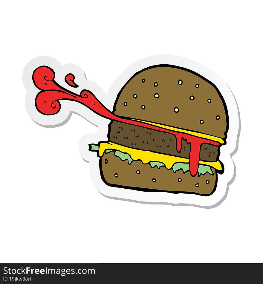 Sticker Of A Cartoon Burger