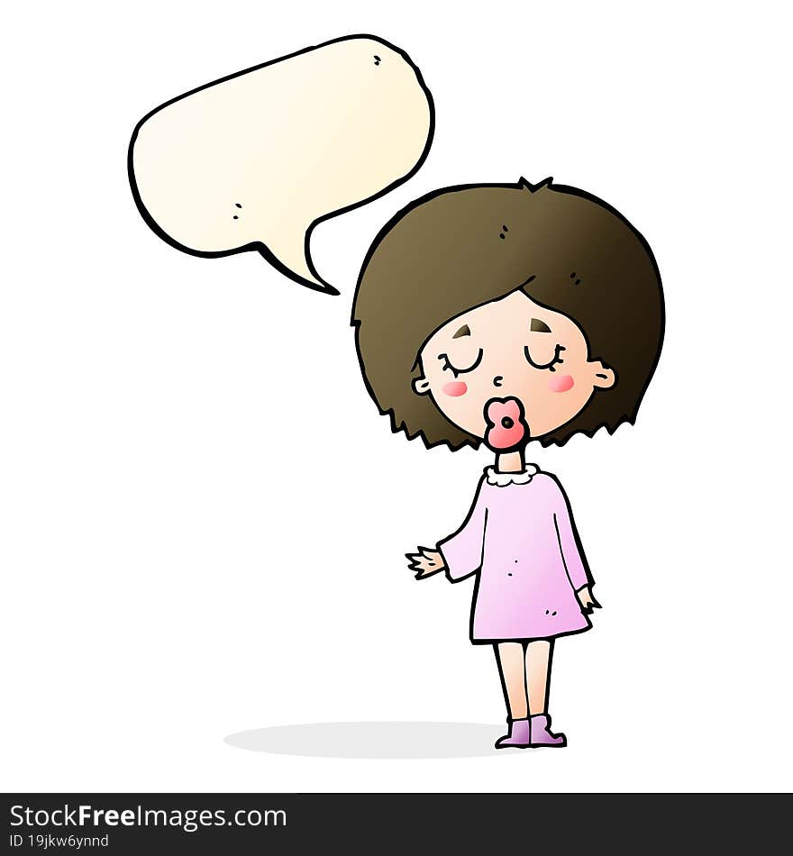 Cartoon Woman Explaining Her Point With Speech Bubble