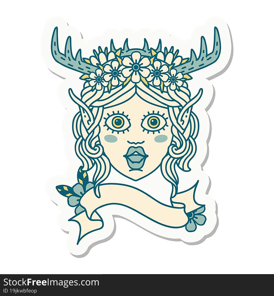 elf druid character face sticker