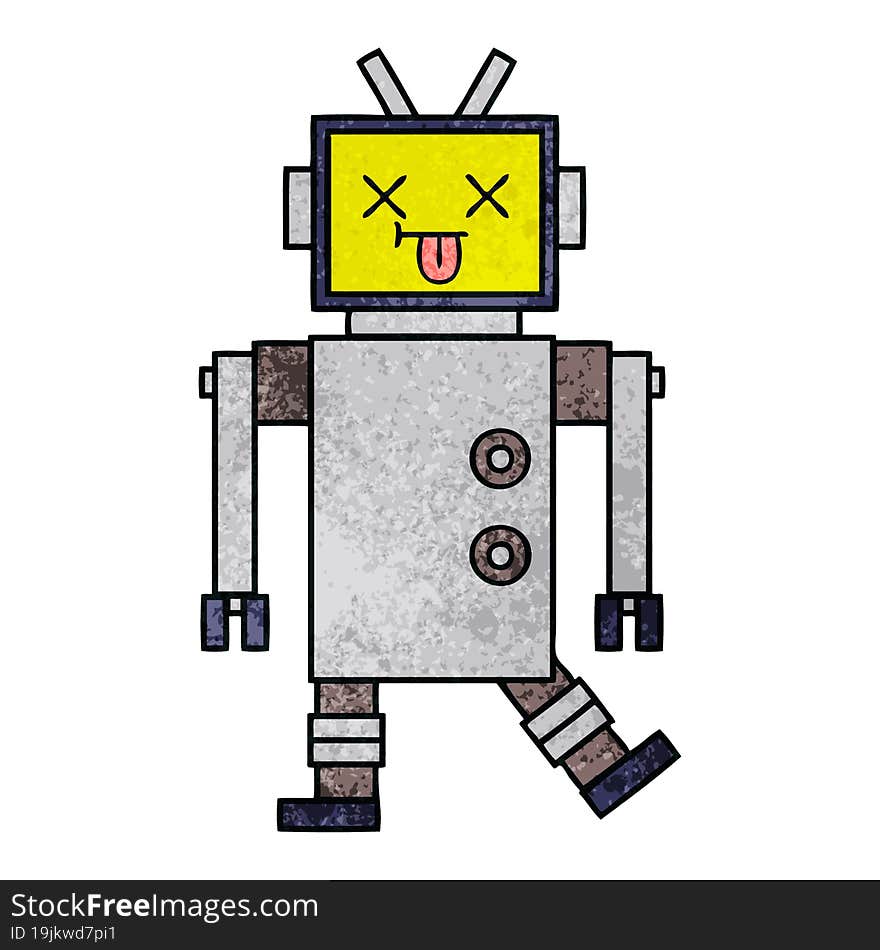 Retro Grunge Texture Cartoon Robot