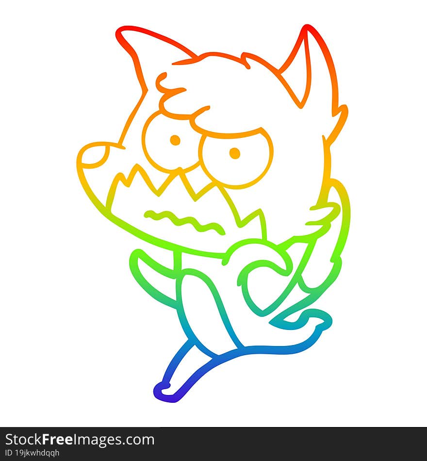 rainbow gradient line drawing cartoon annoyed fox