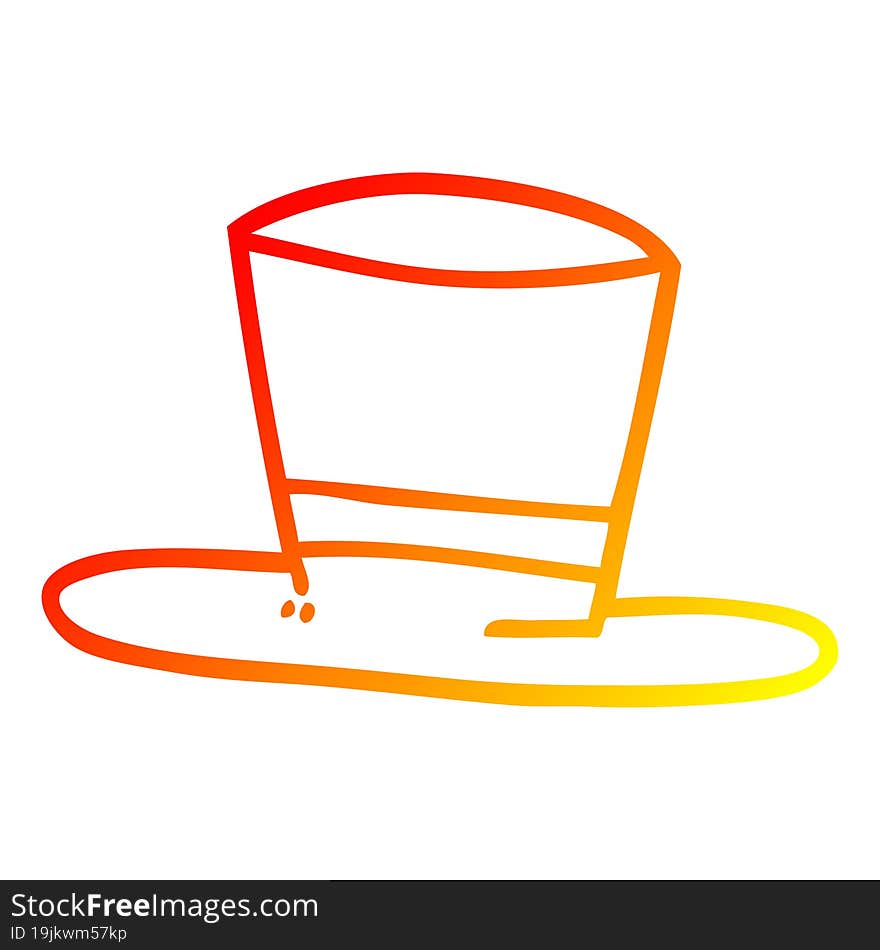 warm gradient line drawing cartoon top hat