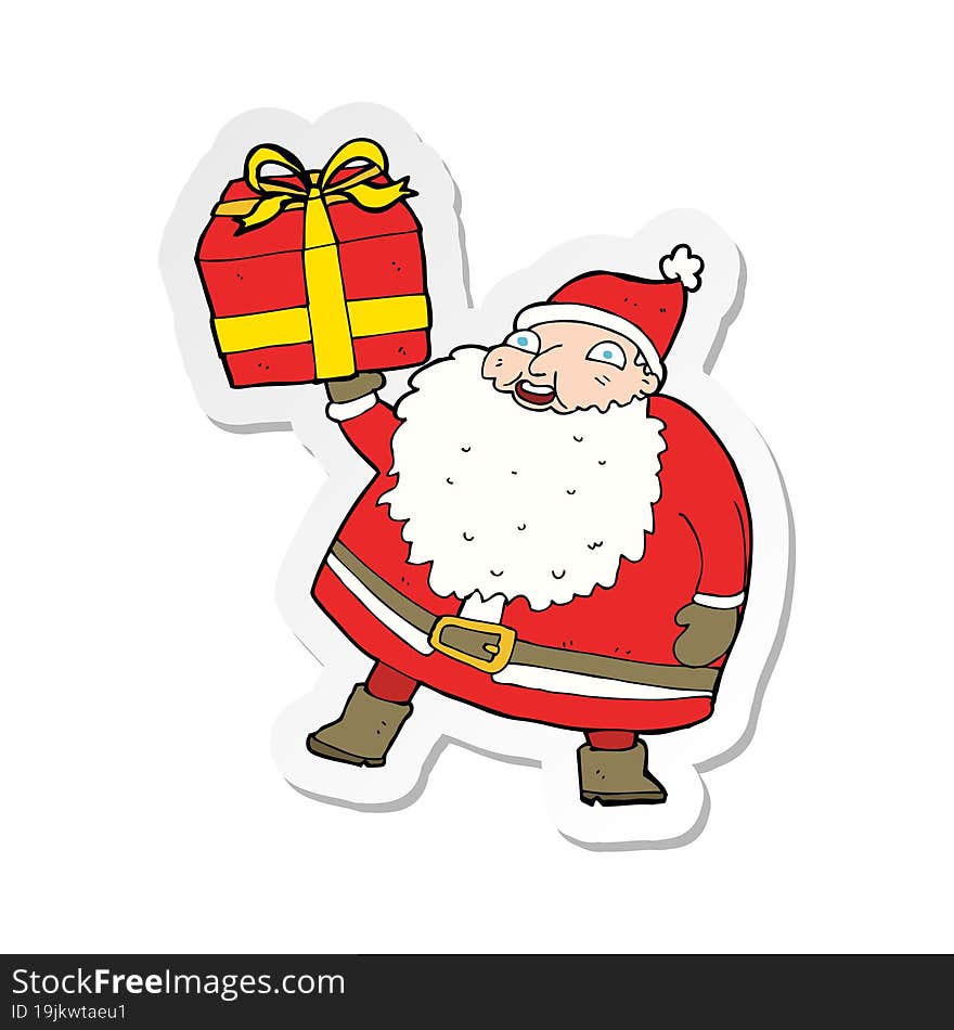 Sticker Of A Cartoon Santa Claus