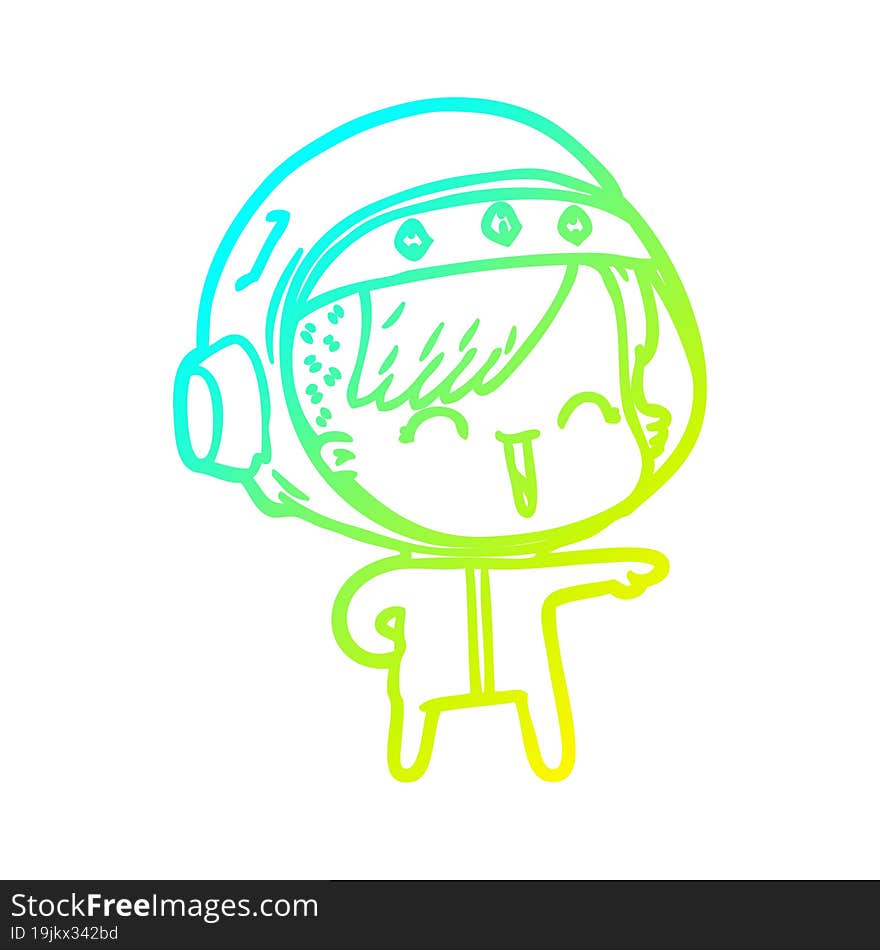 cold gradient line drawing happy cartoon space girl