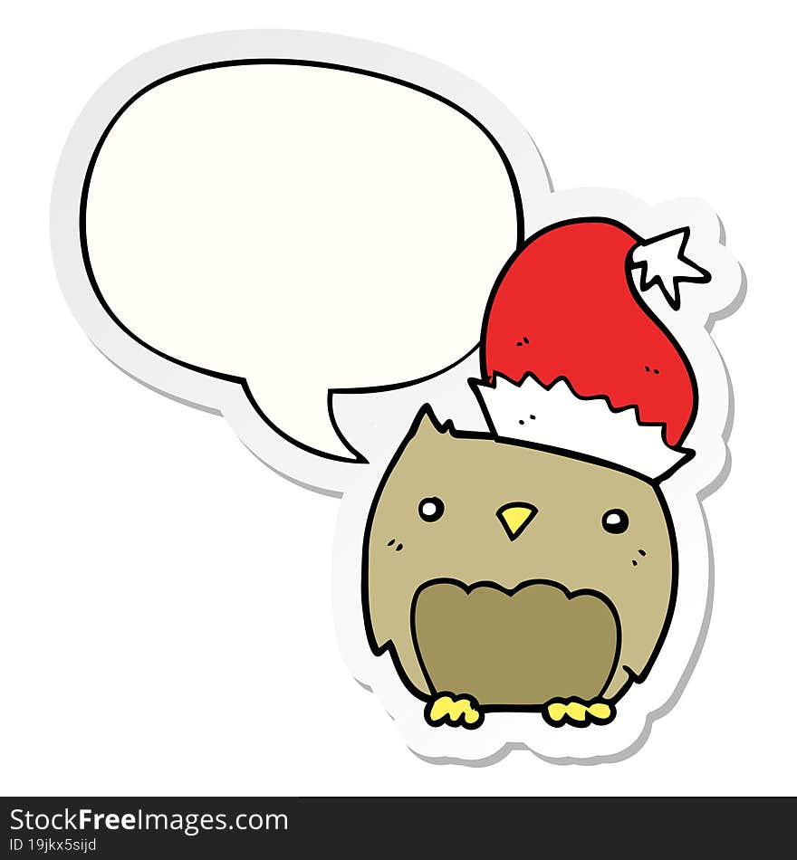 cute christmas owl and speech bubble sticker