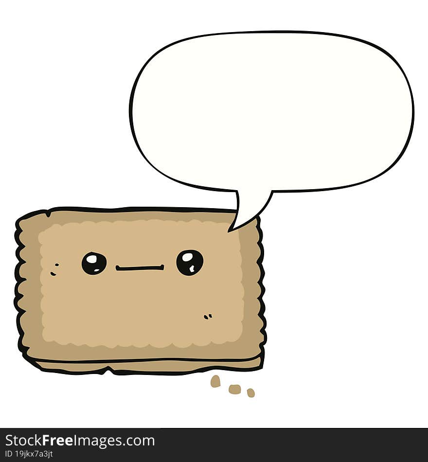 Cartoon Biscuit And Speech Bubble