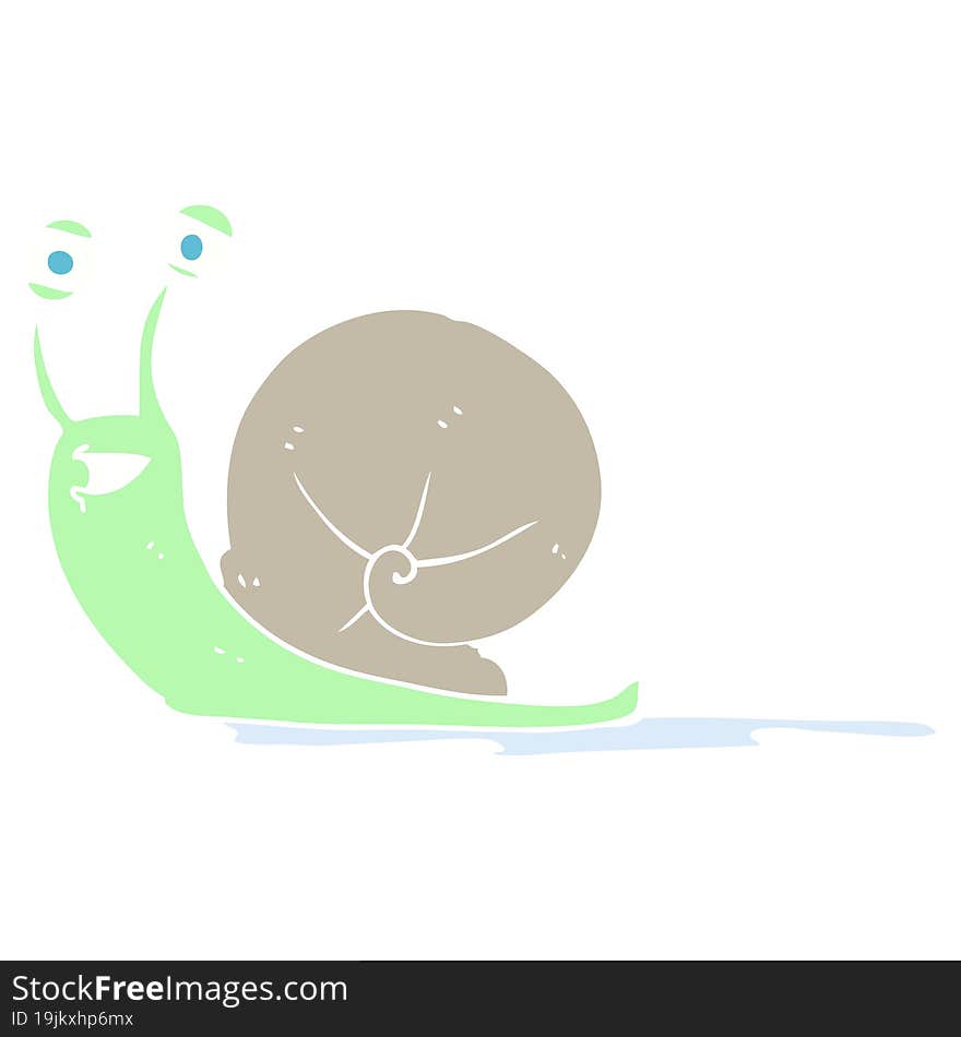 flat color illustration of a cartoon snail