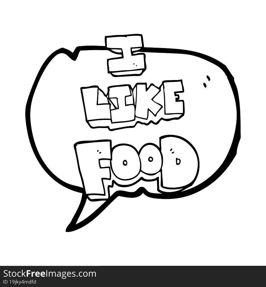 speech bubble cartoon i like food symbol