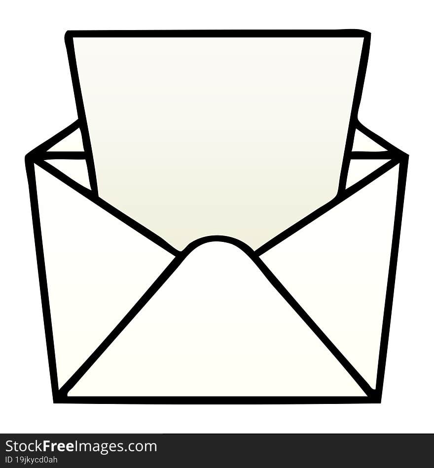 quirky gradient shaded cartoon letter and envelope