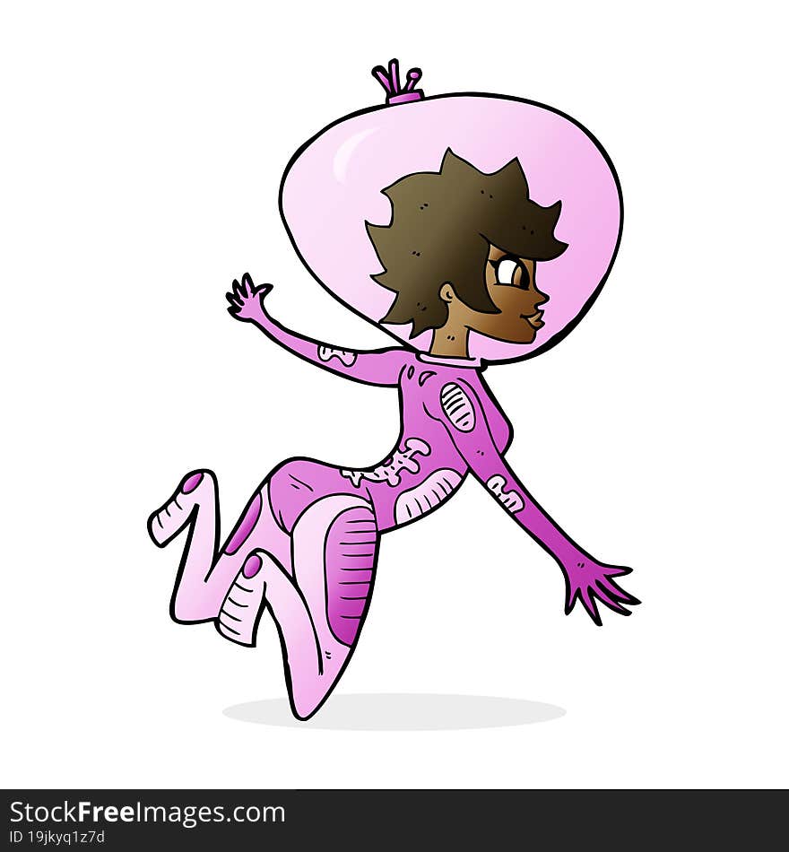 cartoon space woman