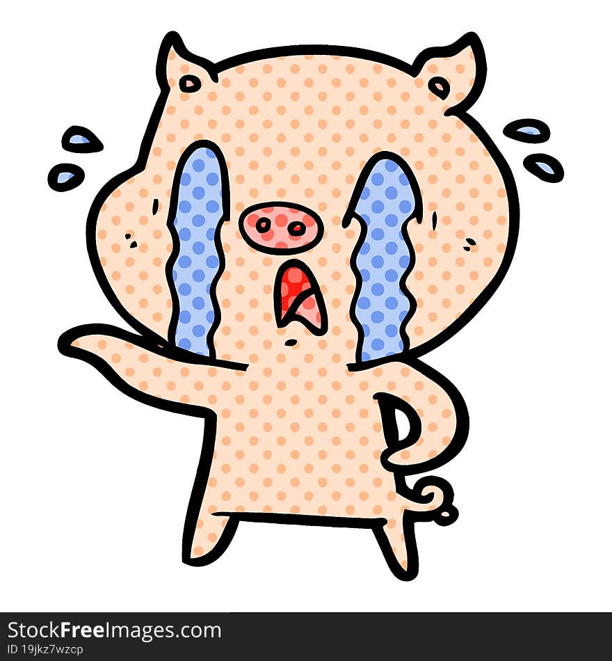 crying pig cartoon. crying pig cartoon