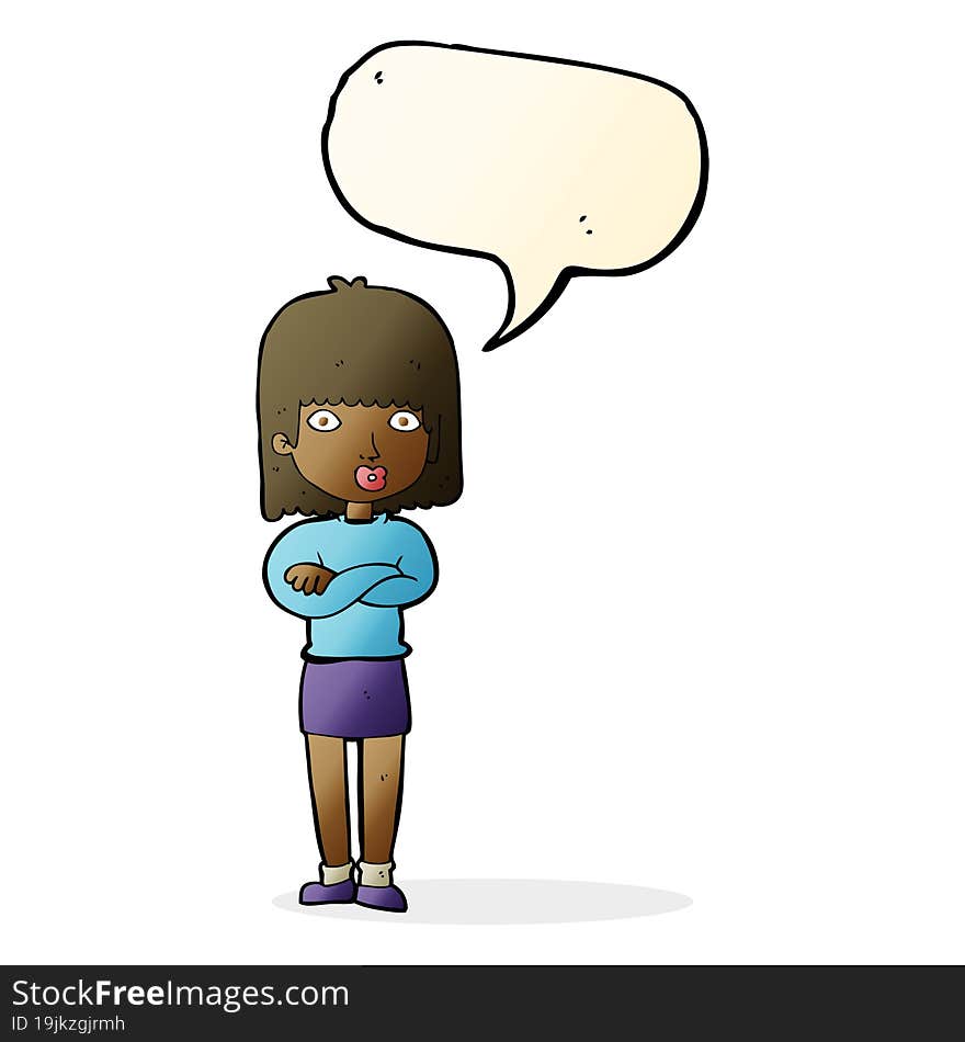 Cartoon Impatient Woman With Speech Bubble