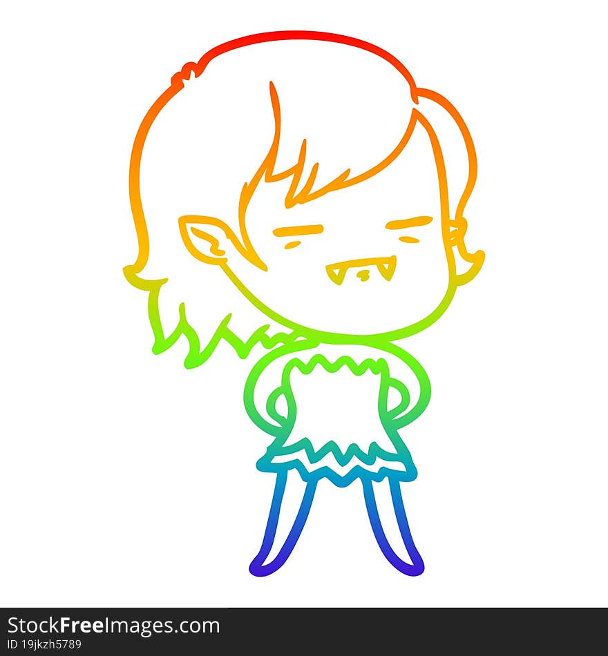 rainbow gradient line drawing cartoon undead vampire girl