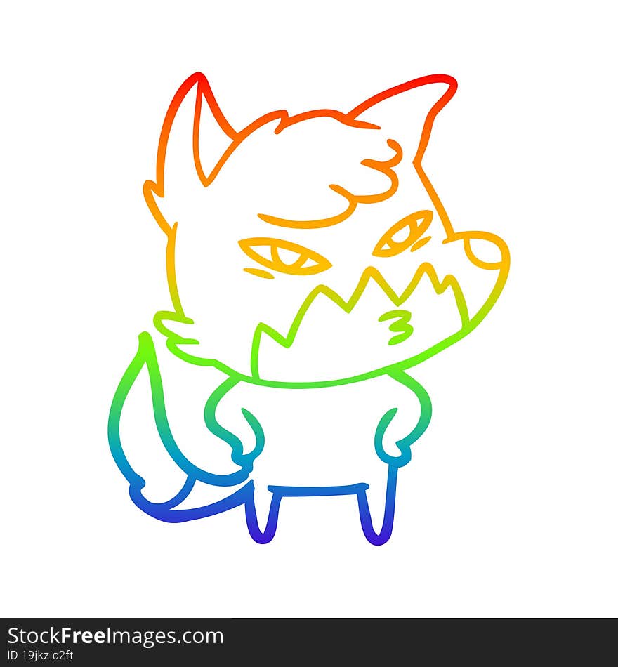 rainbow gradient line drawing clever cartoon fox