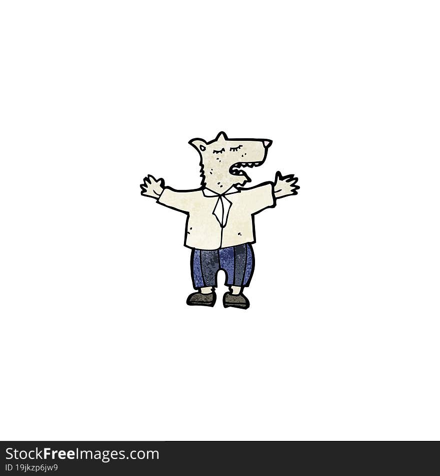 Cartoon Wolf In Human Clothing