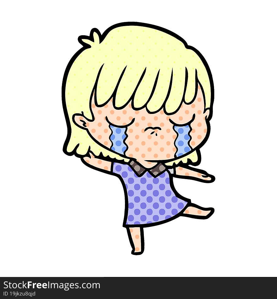 cartoon woman crying. cartoon woman crying