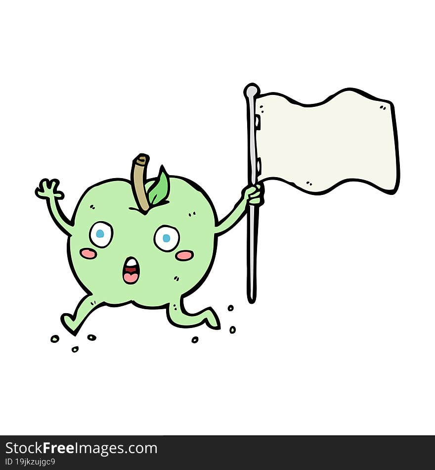 cartoon funny apple with flag