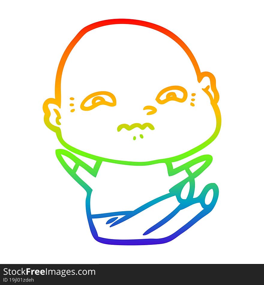 rainbow gradient line drawing of a cartoon nervous man