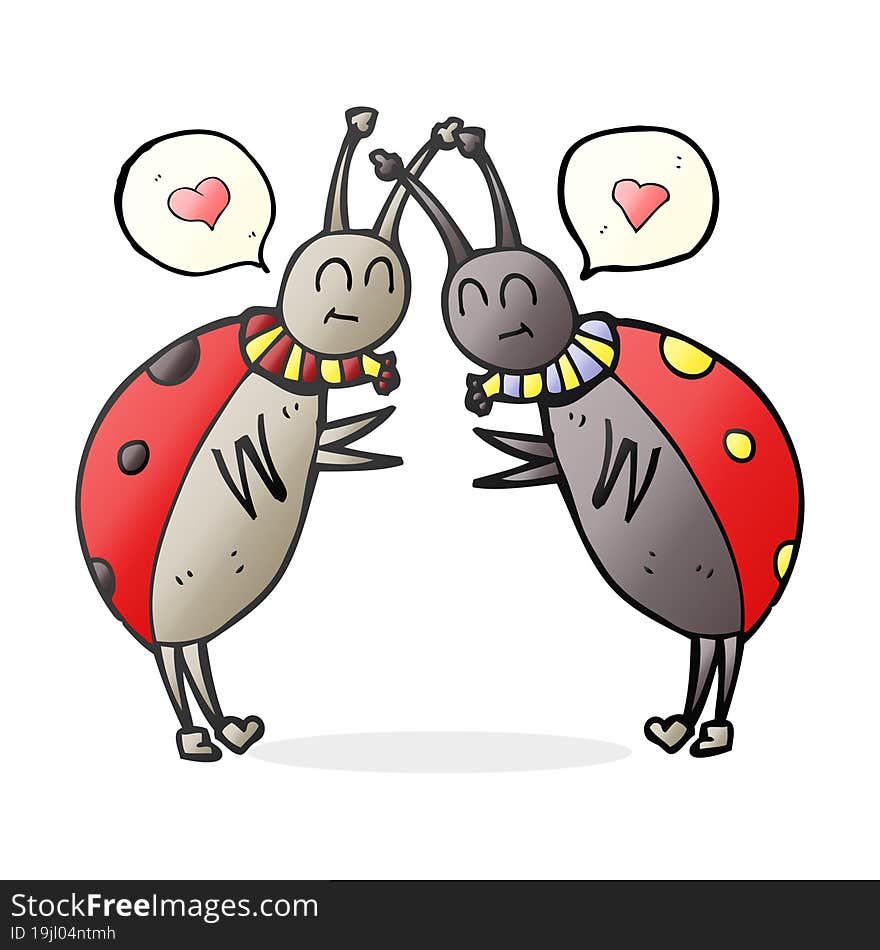 freehand drawn speech bubble cartoon ladybugs greeting