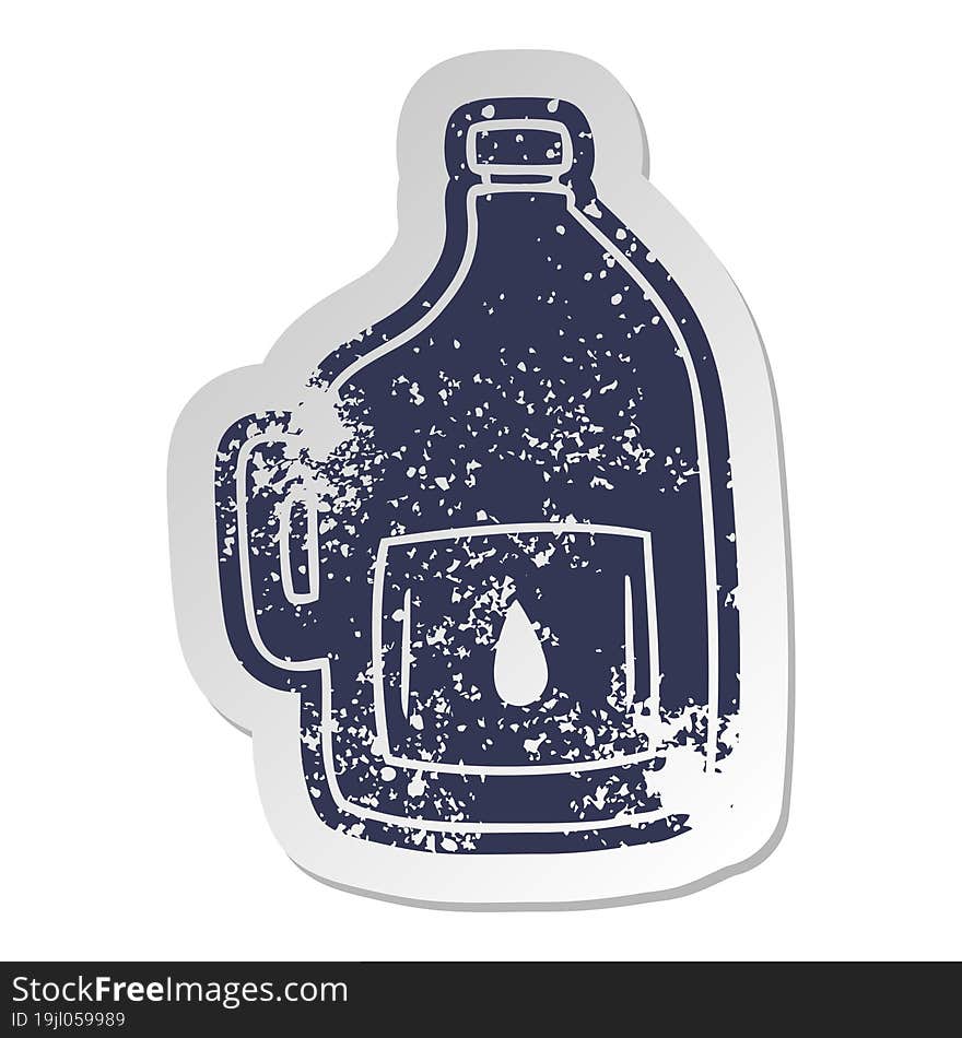 distressed old sticker of a large drinking bottle