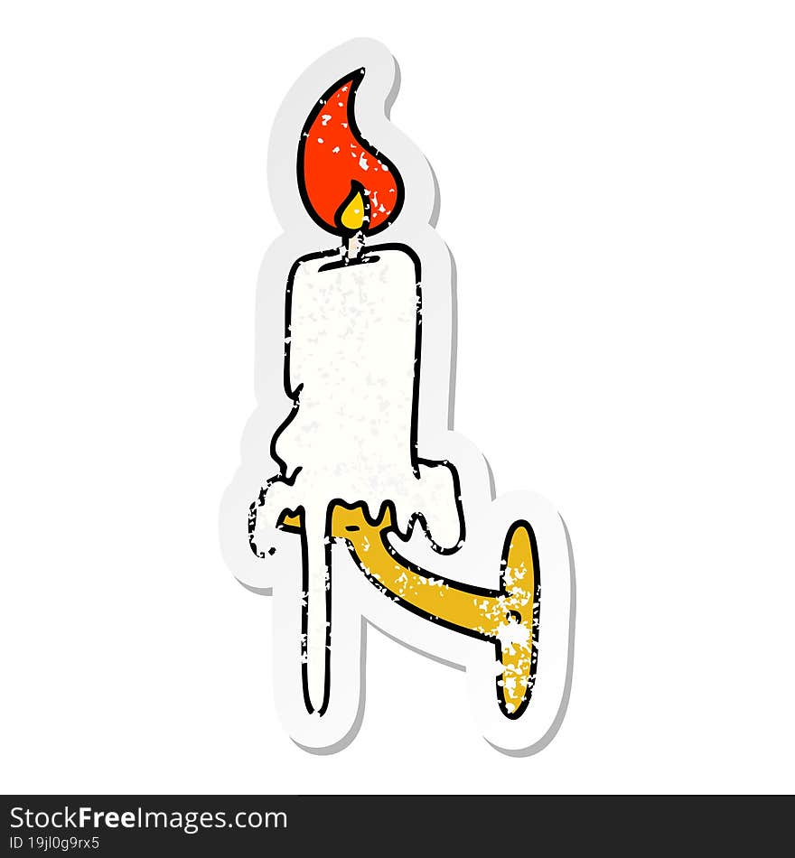 distressed sticker cartoon doodle of a candle stick