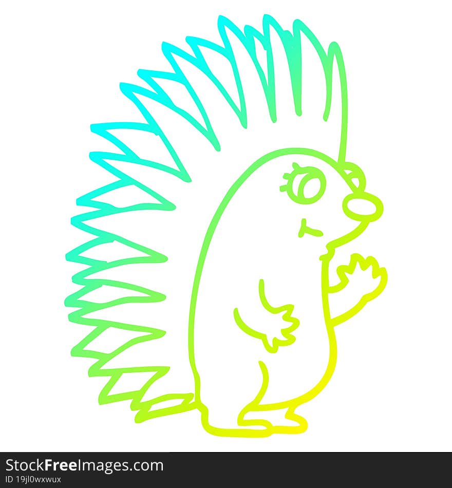 cold gradient line drawing cartoon spiky hedgehog