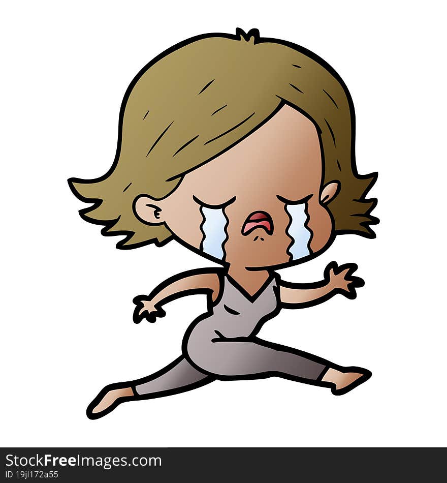 cartoon girl crying whilst running. cartoon girl crying whilst running