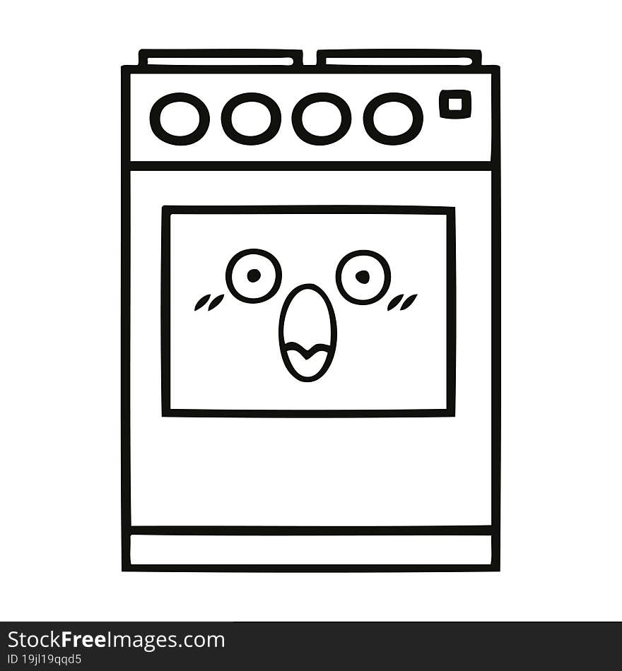 line drawing cartoon kitchen oven