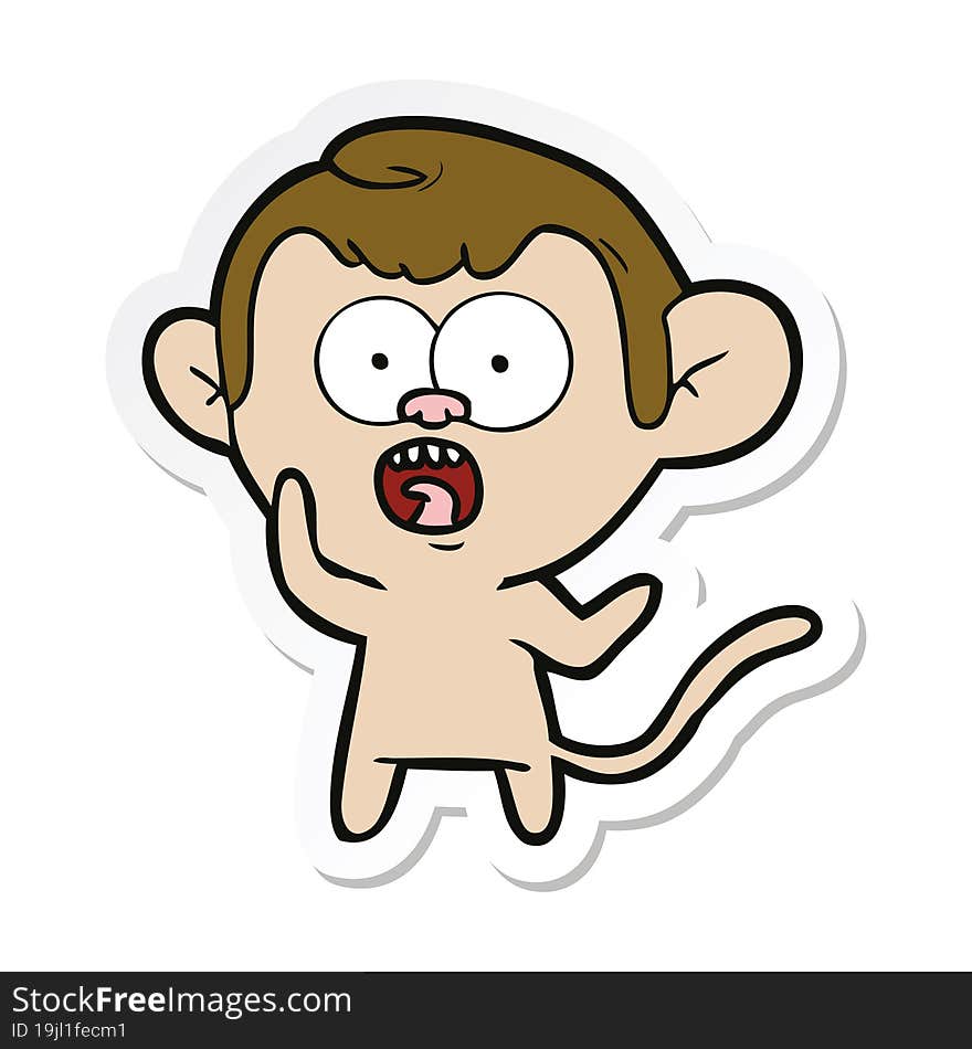 sticker of a cartoon shocked monkey