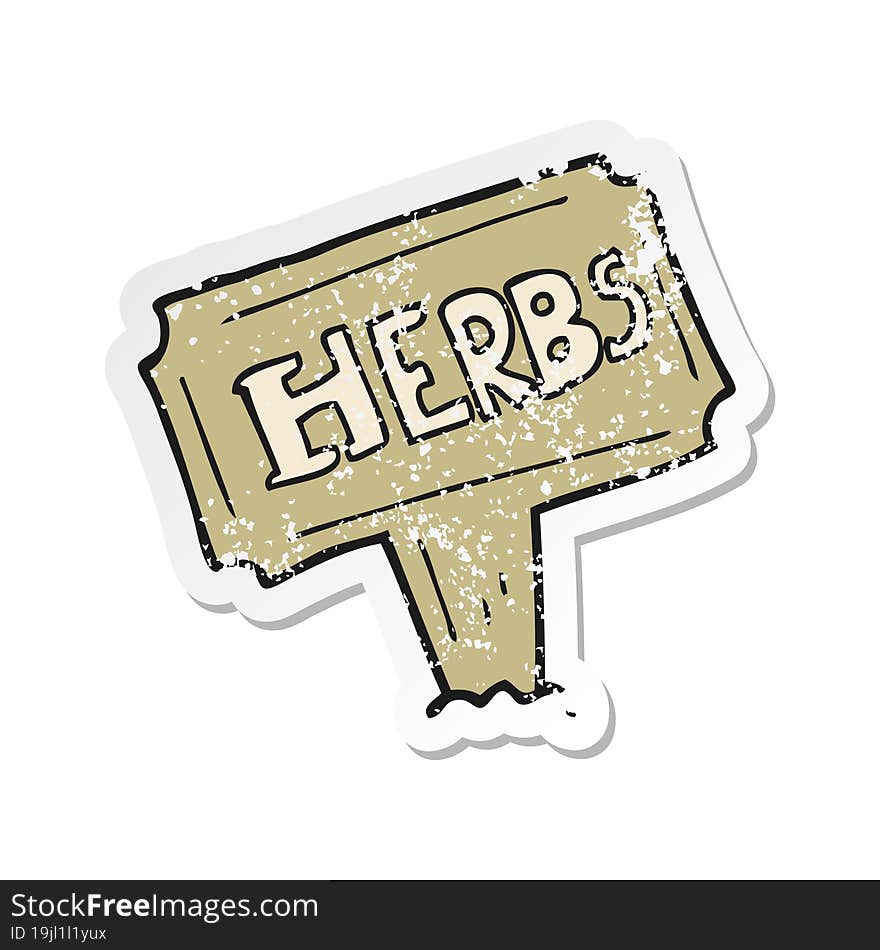 retro distressed sticker of a cartoon herbs sign