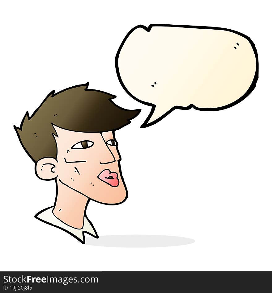 cartoon male model guy with speech bubble