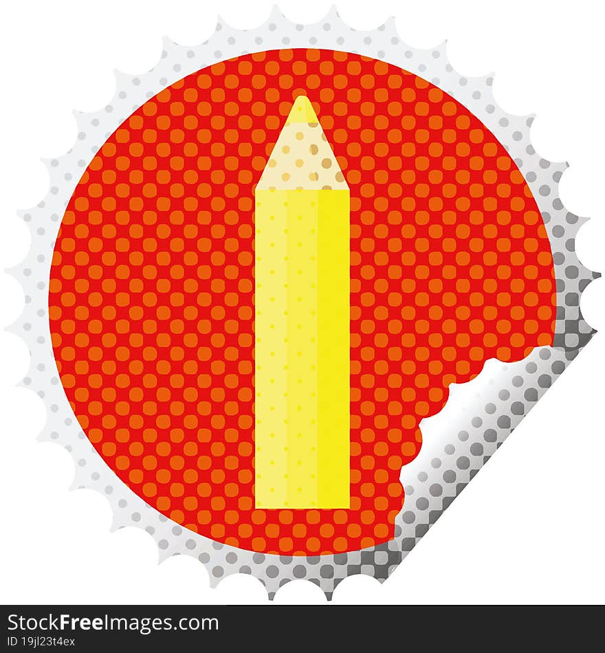 yellow coloring pencil round sticker stamp