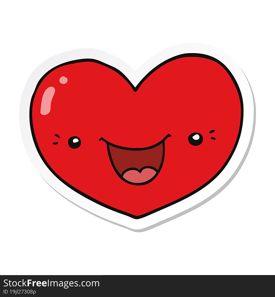 Sticker Of A Cartoon Love Heart Character