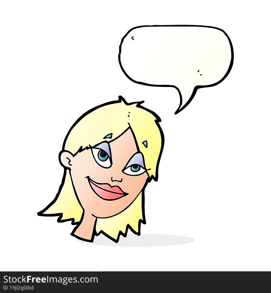 Cartoon Happy Woman With Speech Bubble