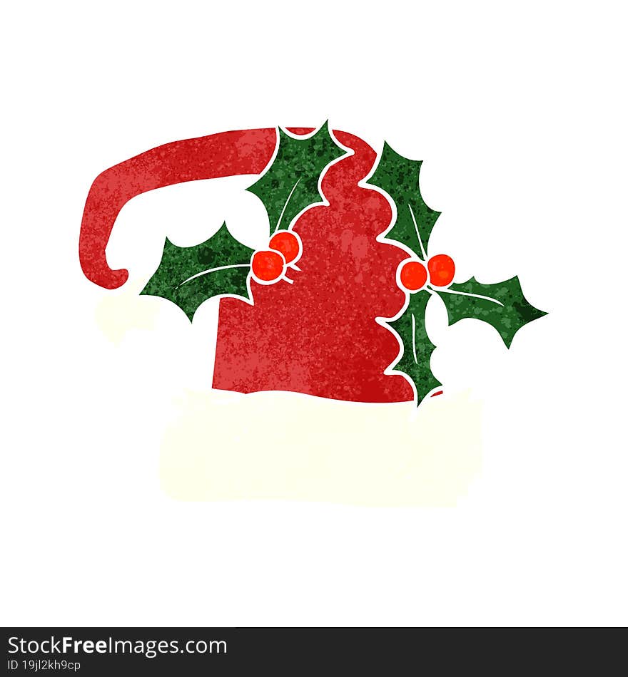 Retro Cartoon Christmas Holly Hat