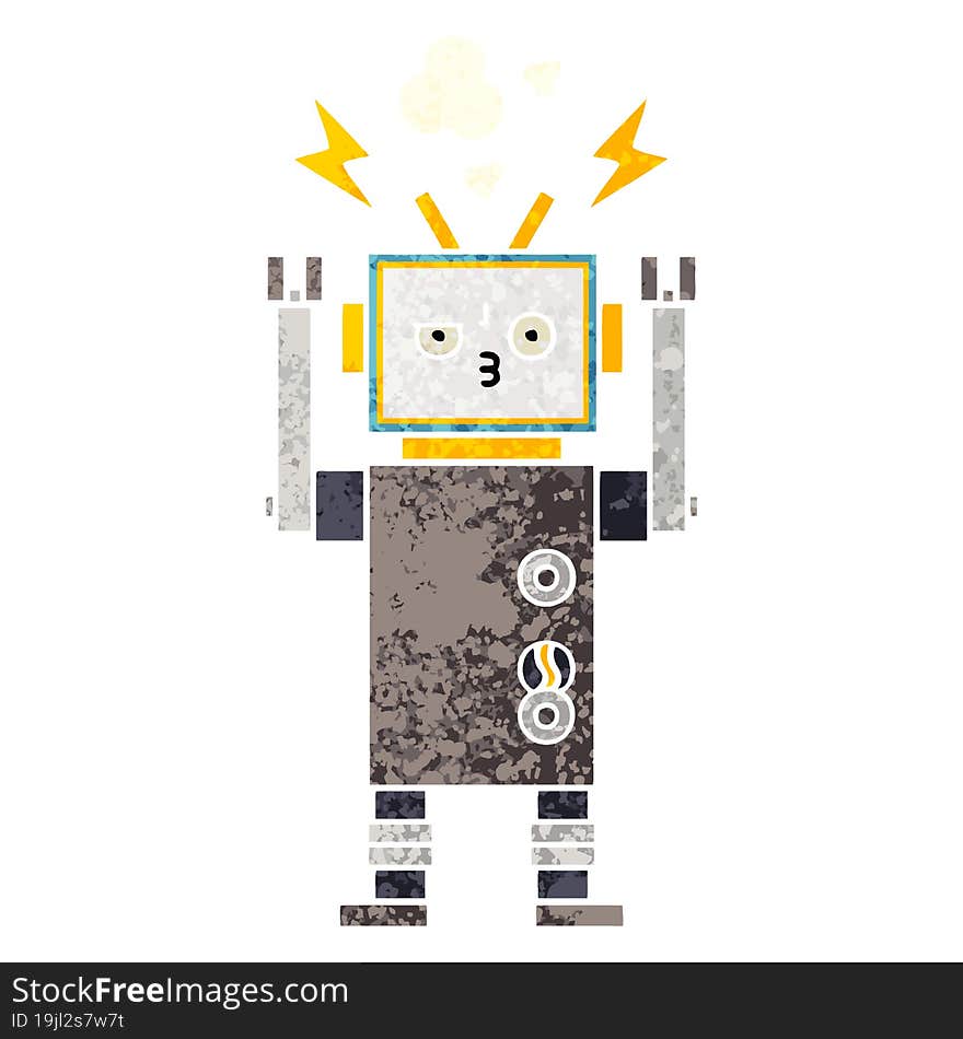 Retro Illustration Style Cartoon Robot