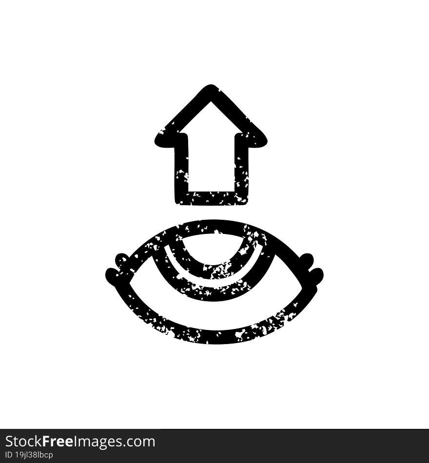 eye looking up distressed icon symbol