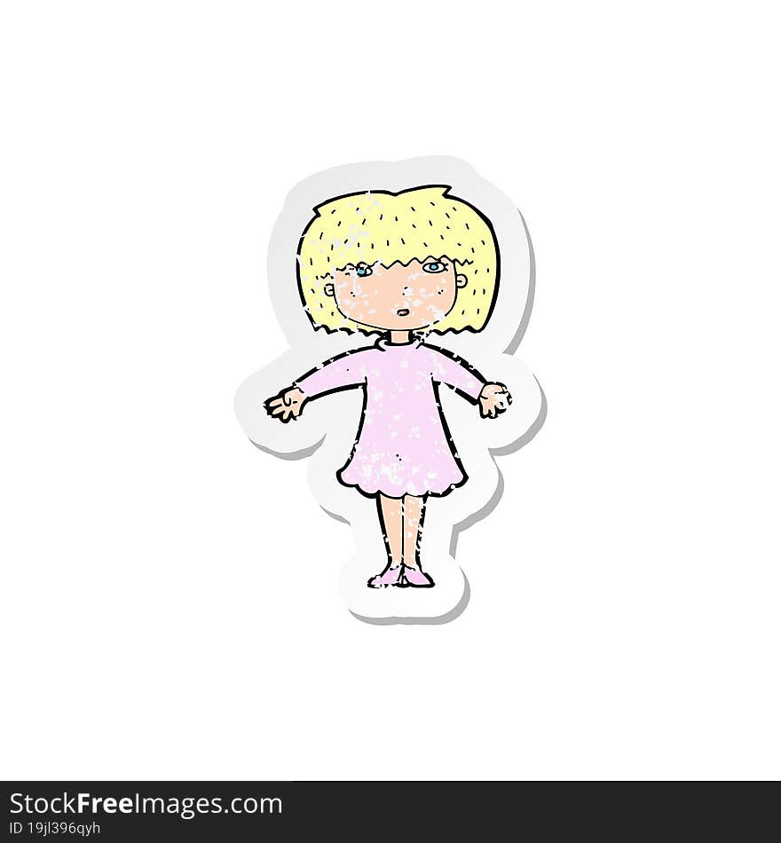 Retro Distressed Sticker Of A Cartoon Surprised Woman