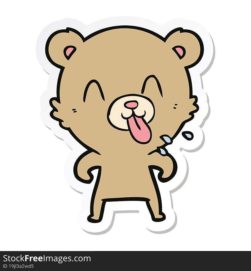 sticker of a rude cartoon bear