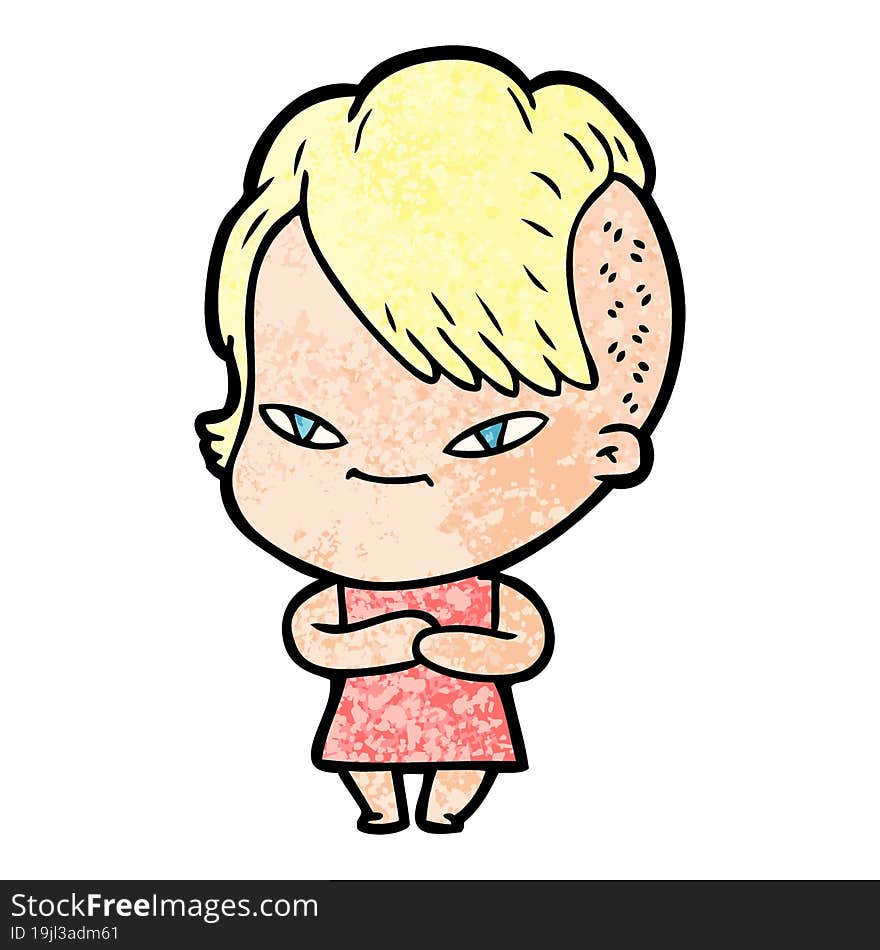 cute cartoon girl with hipster haircut. cute cartoon girl with hipster haircut