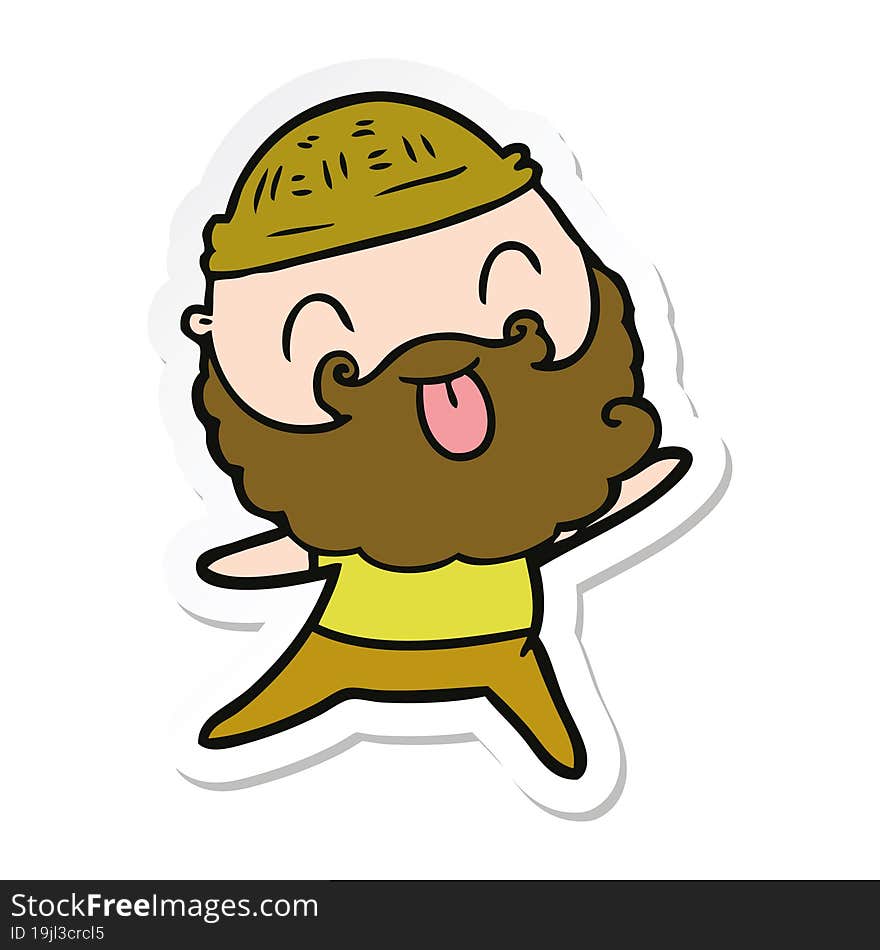 sticker of a man with beard sticking out tongue