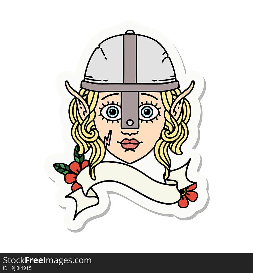 elf fighter character face sticker