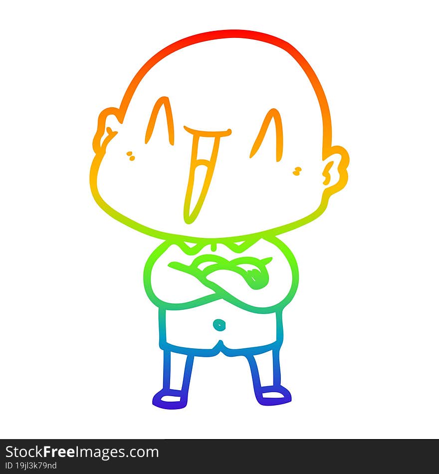 rainbow gradient line drawing happy cartoon bald man