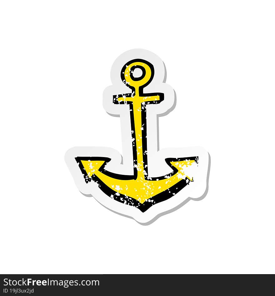 retro distressed sticker of a cartoon anchor symbol