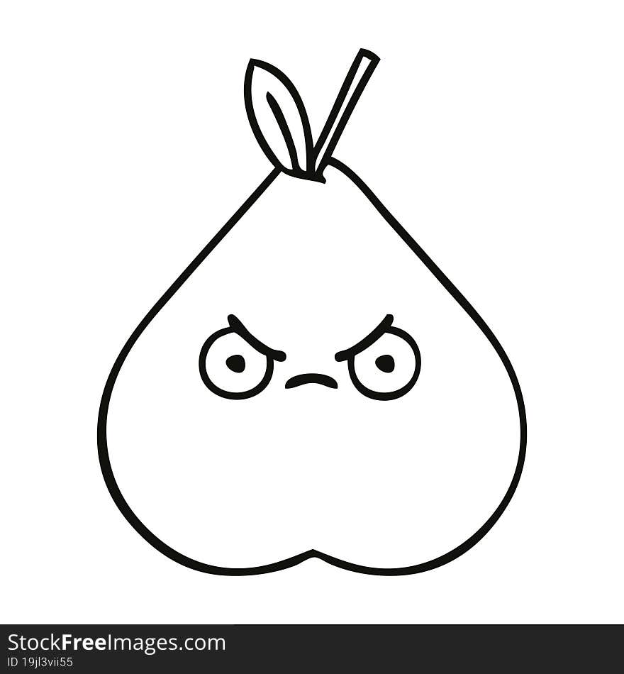 line drawing cartoon angry pear