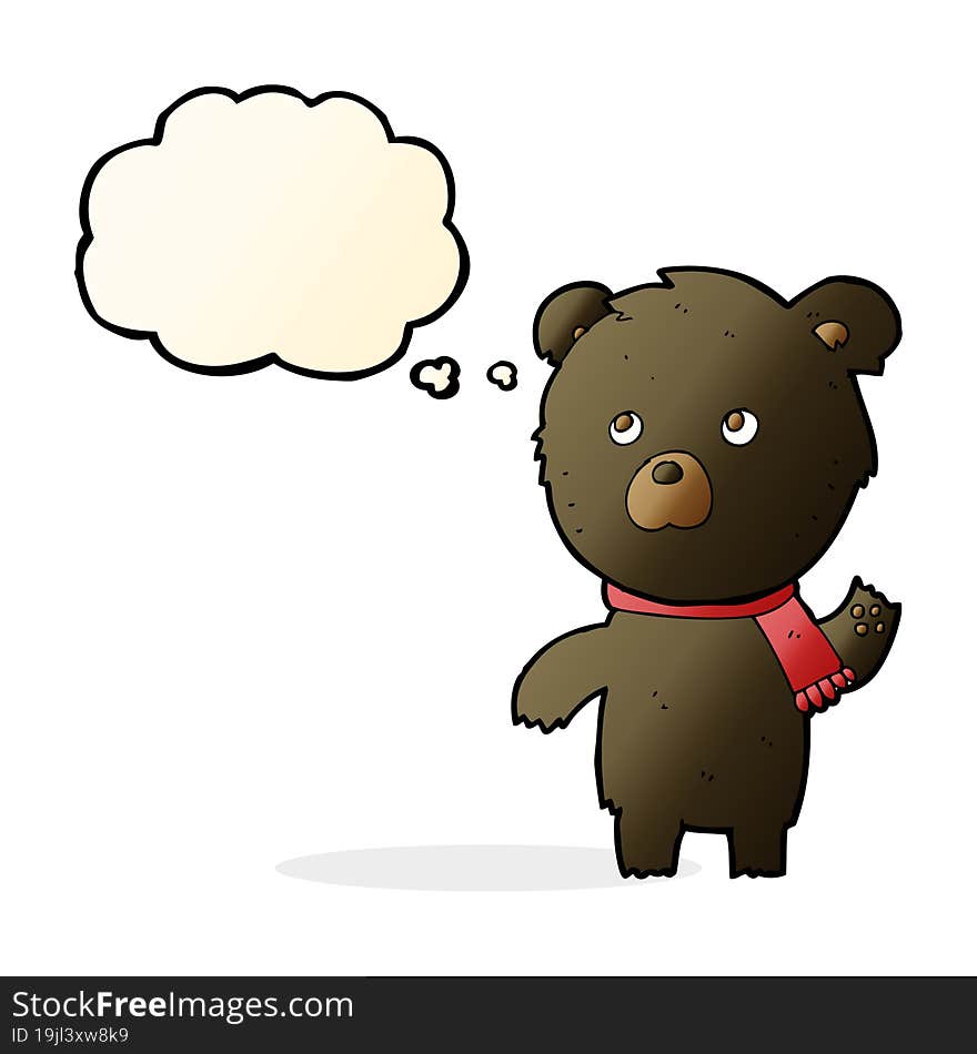 Cartoon Cute Black Bear With Thought Bubble