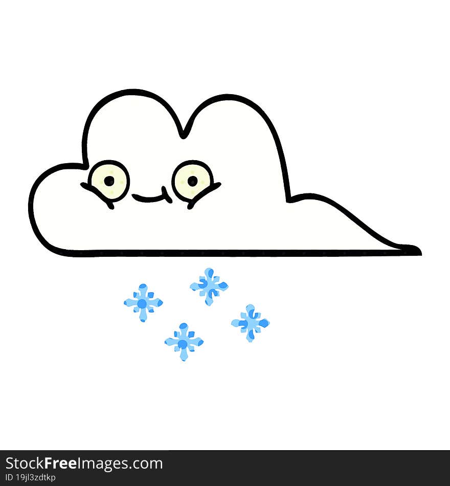 Comic Book Style Cartoon Snow Cloud