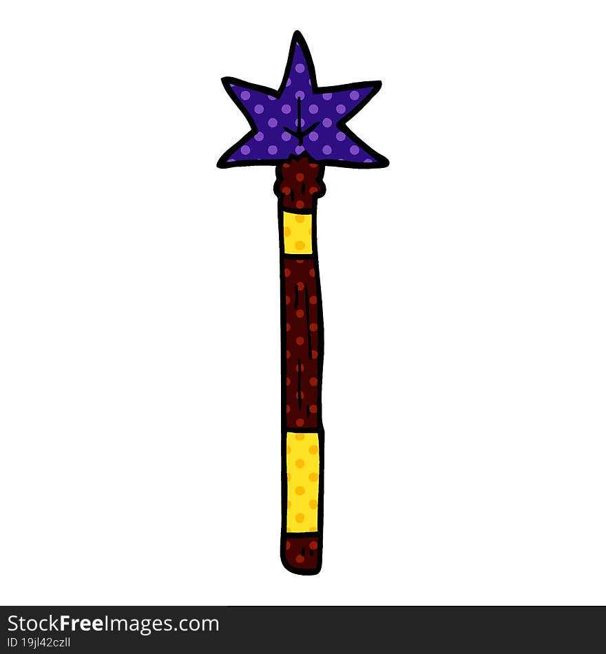 cartoon doodle magic wand