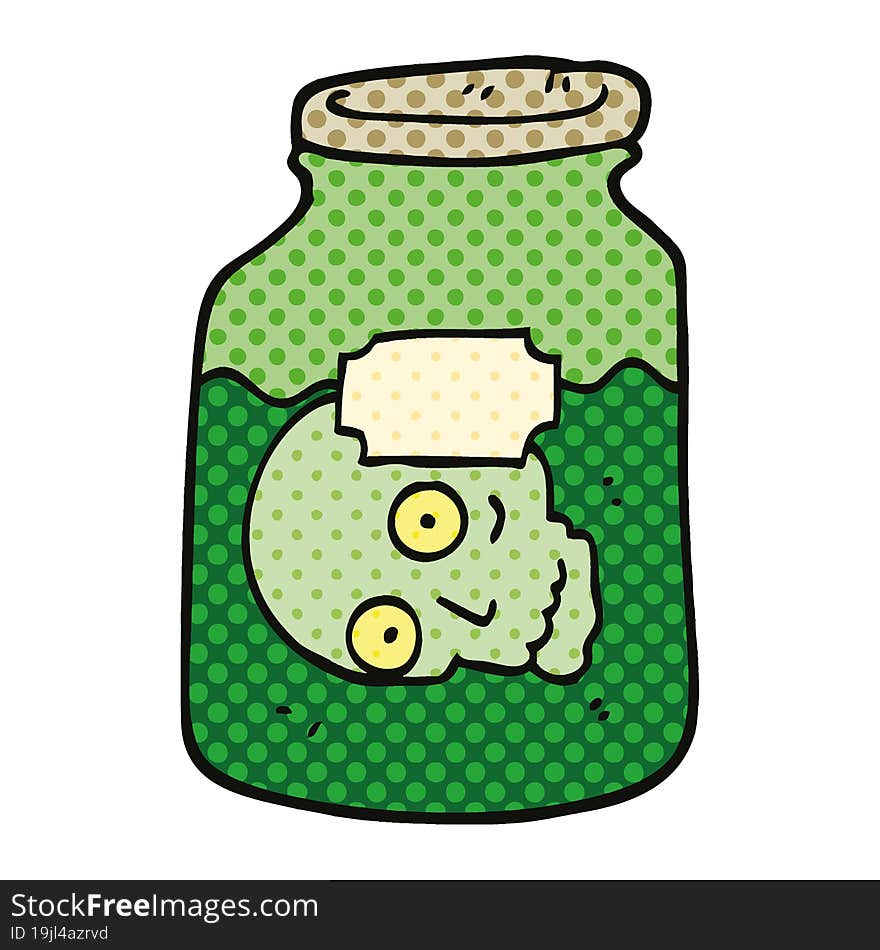 Comic Book Style Cartoon Head In Jar