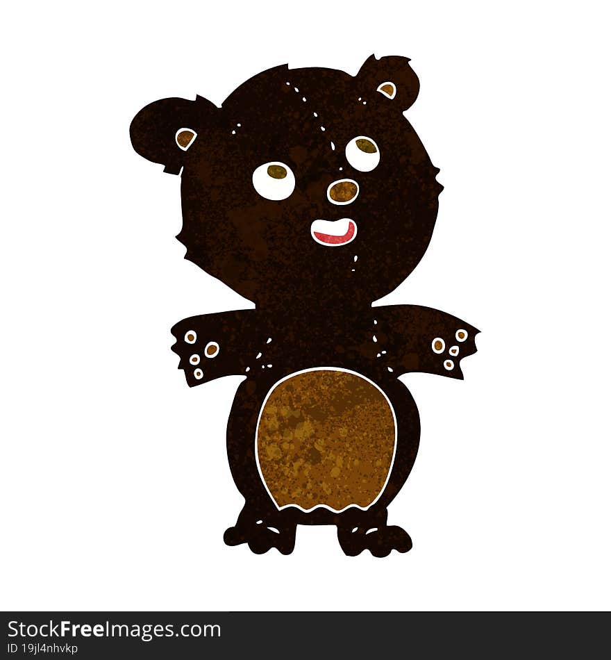 cartoon happy little black bear